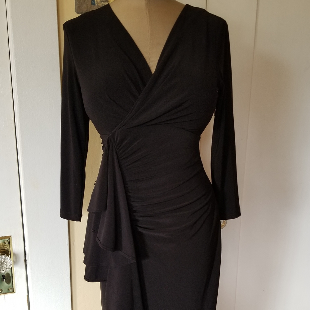 DKNY Black Wrap Dress Small Elegant Business Small